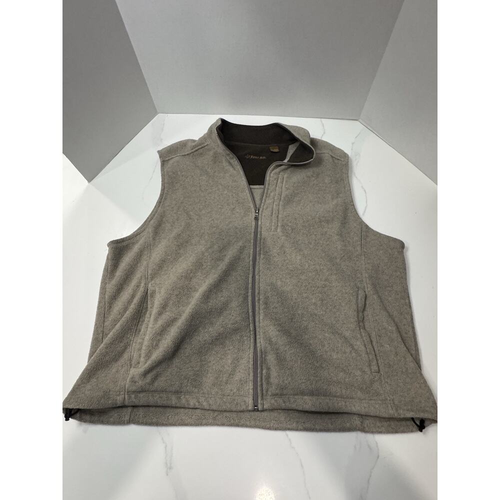 St. John's Bay Men's Fleece Vest Full Zip, Tan, Size XXL with Pockets